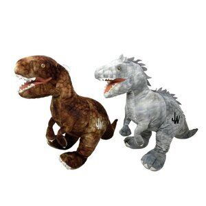 Lot of 2 Jurassic World Dinosaur Indominus Rex‎ & T Rex 16" Plush Stuffed Animal